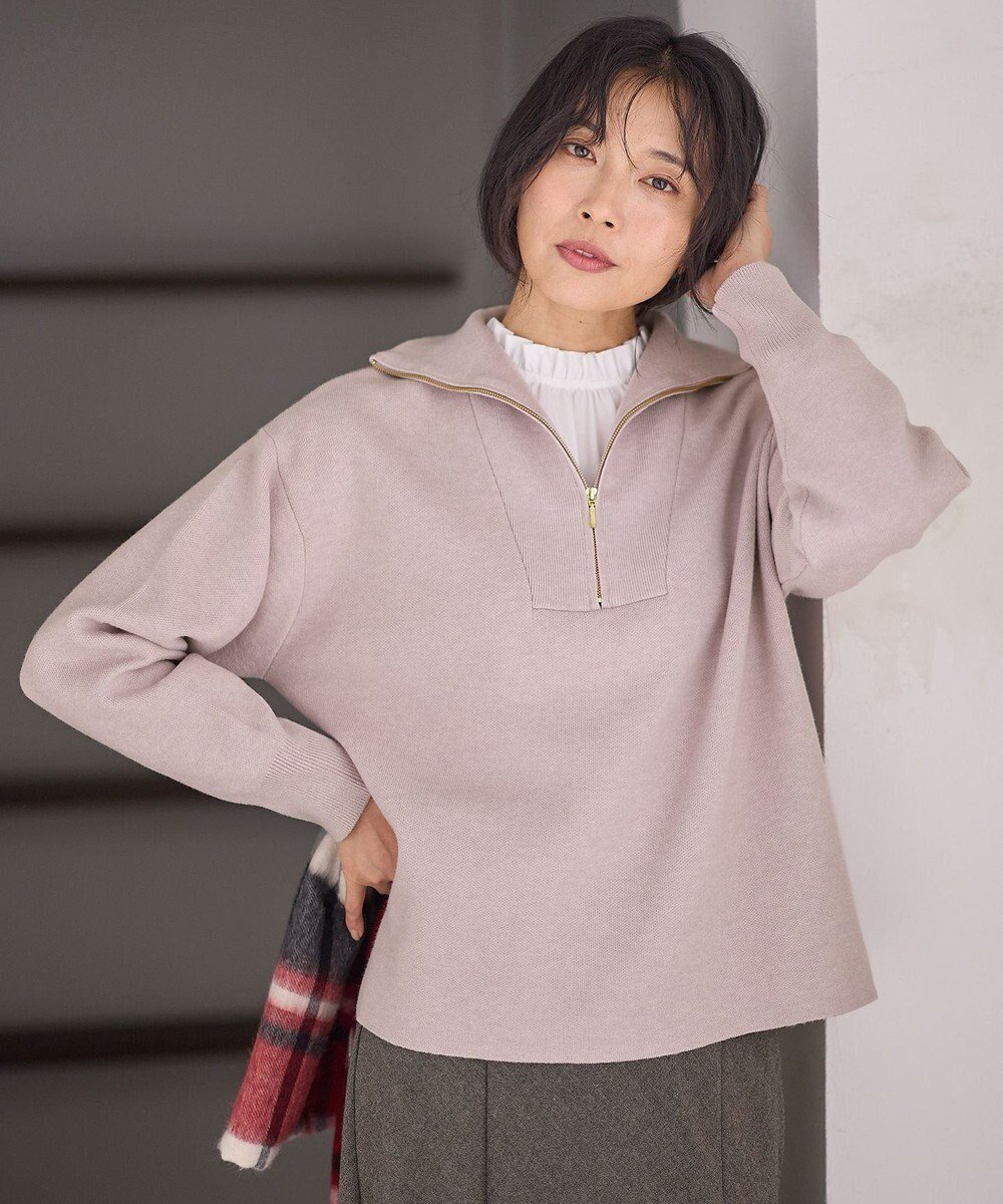 【エニィファム/any FAM】の【洗濯機可】スウェットライクハーフジップニット 人気、トレンドファッション・服の通販 founy(ファニー) 　ファッション　Fashion　レディースファッション　WOMEN　トップス・カットソー　Tops/Tshirt　ニット　Knit Tops　パーカ　Sweats　スウェット　Sweat　おすすめ　Recommend　インナー　Inner　ジップ　Zip　セーター　Sweater　人気　Popularity　A/W・秋冬　Aw・Autumn/Winter・Fw・Fall-Winter　 other-1|ID: prp329100004525014 ipo3291000000032005628
