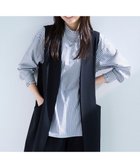 【アンフィーロ 自由区/UNFILO】の【抗菌防臭】イージーケア フリルネック シャツ ネイビーストライプ|ID: prp329100004525088 ipo3291000000032655207