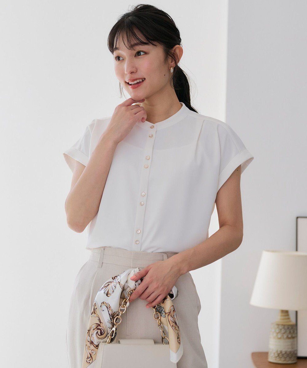 【エニィ スィス/any SiS】の【洗える】ダブルボタンフレンチスリーブ ブラウス 人気、トレンドファッション・服の通販 founy(ファニー) 　ファッション　Fashion　レディースファッション　WOMEN　トップス・カットソー　Tops/Tshirt　シャツ/ブラウス　Shirts/Blouses　おすすめ　Recommend　なめらか　Smooth　インナー　Inner　スタンド　Stand　フロント　Front　ラウンド　Round　再入荷　Restock/Back In Stock/Re Arrival　夏　Summer　春　Spring　S/S・春夏　Ss・Spring/Summer　洗える　Washable　 other-1|ID: prp329100004525107 ipo3291000000032006055