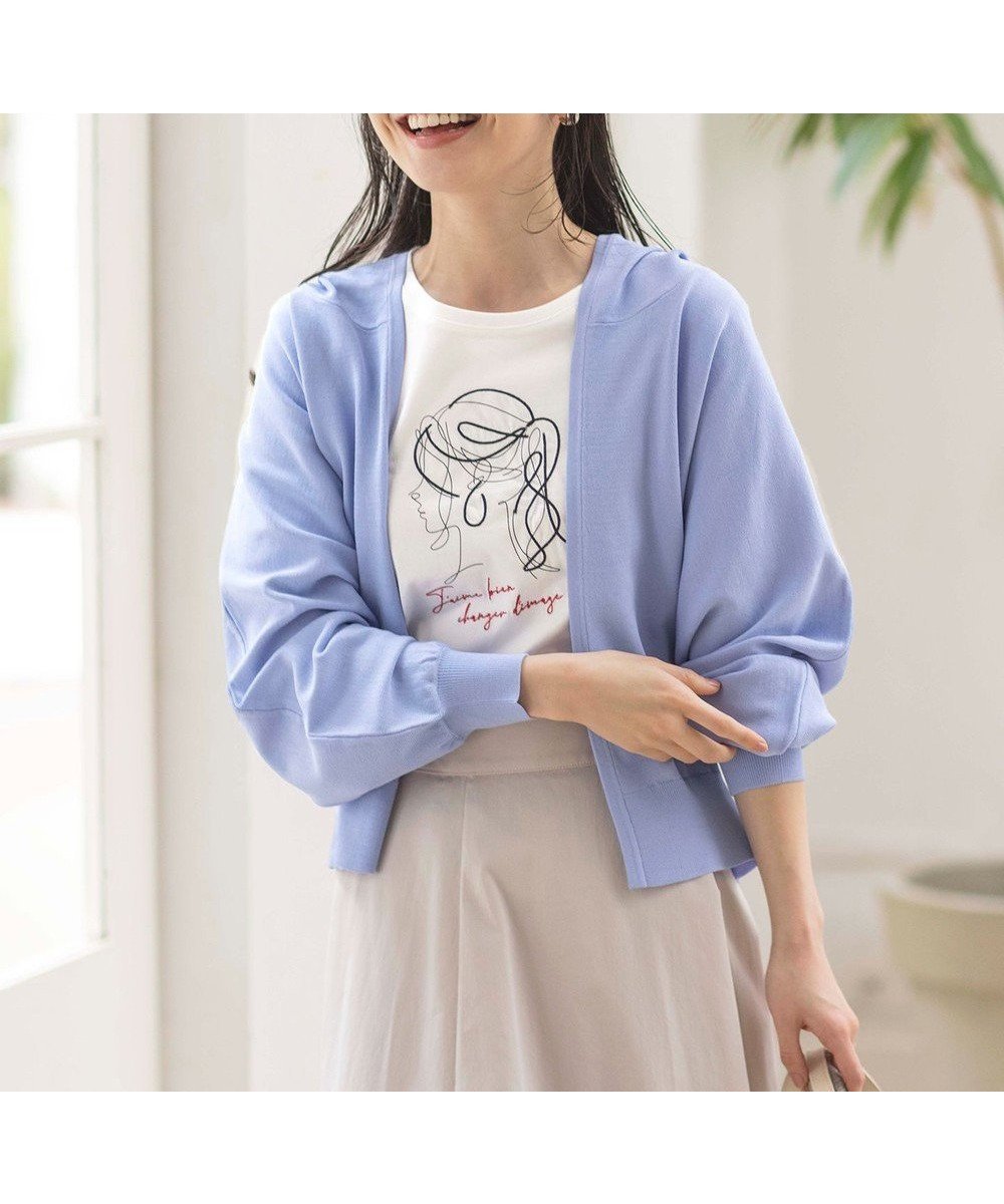 【エニィ スィス/any SiS】の【接触冷感・UVケア】ニットフーディー カーディガン 人気、トレンドファッション・服の通販 founy(ファニー) 　ファッション　Fashion　レディースファッション　Fashion for Women　トップス・カットソー　Cut & Sew Tops　ニット　Knit Tops & Sweaters　カーディガン・羽織り　Layered Style Cardigans　オイル　Body Oil　カーディガン　Cardigan, Knitwear　ショート　Short, Short Length　トレンド　Trend, Trending Now　夏　Summer　春　Spring　S/S・春夏　SS, Spring/Summer, Warm Season　羽織　Haori, Light Jacket　 other-1|ID: prp329100004525119 ipo3291000000034311851