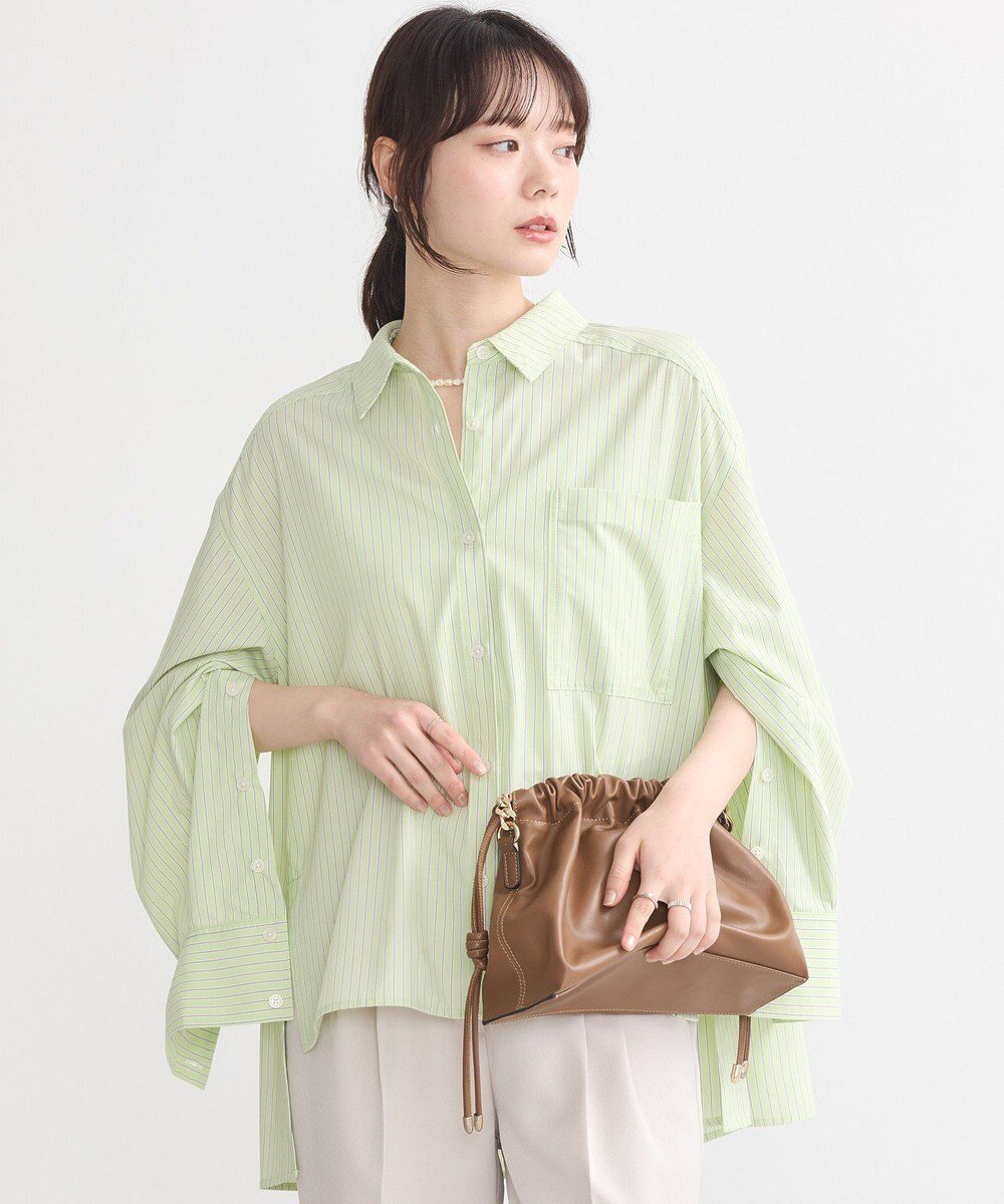 【アースミュージックアンドエコロジー/earth music&ecology】のサイドスリットストライプオーバーシャツ 人気、トレンドファッション・服の通販 founy(ファニー) 　ファッション　Fashion　レディースファッション　WOMEN　トップス・カットソー　Tops/Tshirt　シャツ/ブラウス　Shirts/Blouses　おすすめ　Recommend　ストライプ　Stripe　スリット　Slit　ヘムライン　Hemline　ボトム　Bottom　ポケット　Pocket　夏　Summer　春　Spring　S/S・春夏　Ss・Spring/Summer　 other-1|ID: prp329100004525210 ipo3291000000032006489
