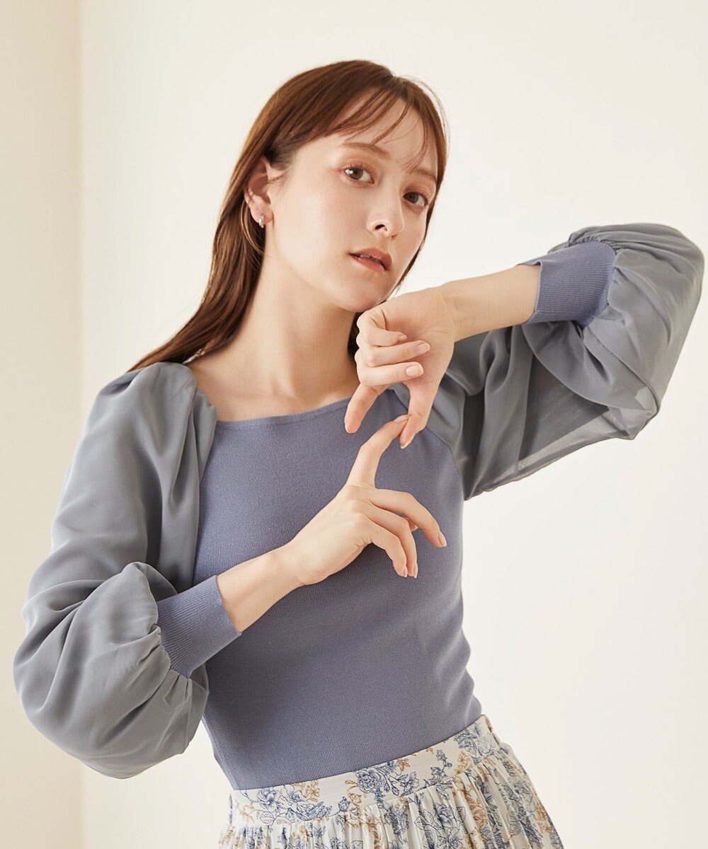 【フェルゥ/Feroux】の【洗える】シフォンスリーブドッキング ニット 人気、トレンドファッション・服の通販 founy(ファニー) 　ファッション　Fashion　レディースファッション　WOMEN　トップス・カットソー　Tops/Tshirt　ニット　Knit Tops　おすすめ　Recommend　シアー　Sheer　シフォン　Chiffon　セーター　Sweater　デコルテ　Decolletage　フェミニン　Feminine　洗える　Washable　A/W・秋冬　Aw・Autumn/Winter・Fw・Fall-Winter　 other-1|ID: prp329100004525262 ipo3291000000032006703