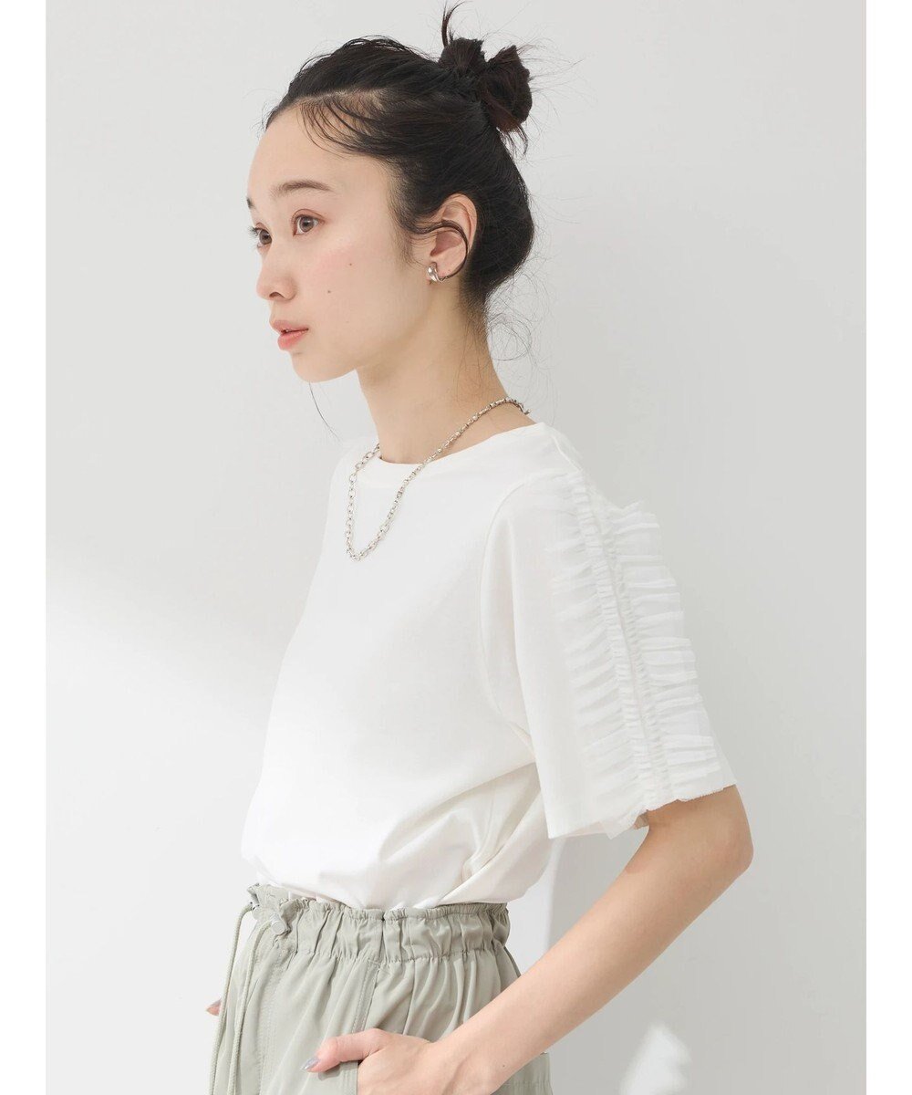 【アースミュージックアンドエコロジー/earth music&ecology】のチュールフリルプルオーバー 人気、トレンドファッション・服の通販 founy(ファニー) 　ファッション　Fashion　レディースファッション　WOMEN　トップス・カットソー　Tops/Tshirt　シャツ/ブラウス　Shirts/Blouses　ロング / Tシャツ　T-Shirts　プルオーバー　Pullover　カットソー　Cut and Sewn　春　Spring　カットソー　Cut And Sew　吸水　Water Absorption　スリーブ　Sleeve　フェミニン　Feminine　ベーシック　Basic　ボックス　Box　ポケット　Pocket　S/S・春夏　Ss・Spring/Summer　おすすめ　Recommend　夏　Summer　 other-1|ID: prp329100004525313 ipo3291000000032006909