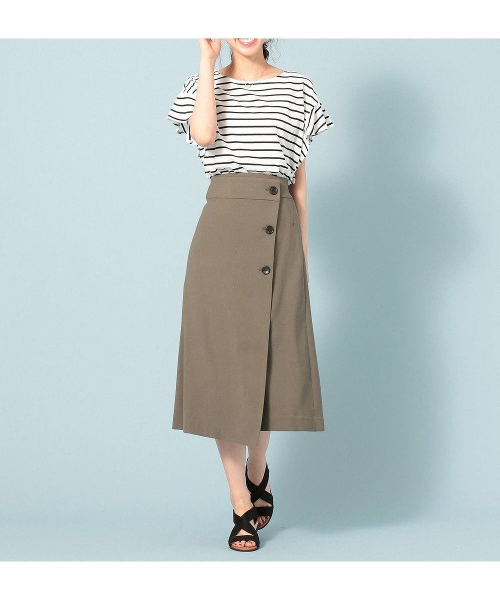 【エニィファム/any FAM】の【洗える】麻混ストレッチ スカート インテリア・キッズ・メンズ・レディースファッション・服の通販 founy(ファニー) 　ファッション　Fashion　レディースファッション　WOMEN　スカート　Skirt　おすすめ　Recommend　ストレッチ　Stretch　フェミニン　Feminine　ラップ　Wrap　再入荷　Restock/Back In Stock/Re Arrival　夏　Summer　春　Spring　S/S・春夏　Ss・Spring/Summer　洗える　Washable　カーキ系|ID: prp329100004525387 ipo3291000000032007268