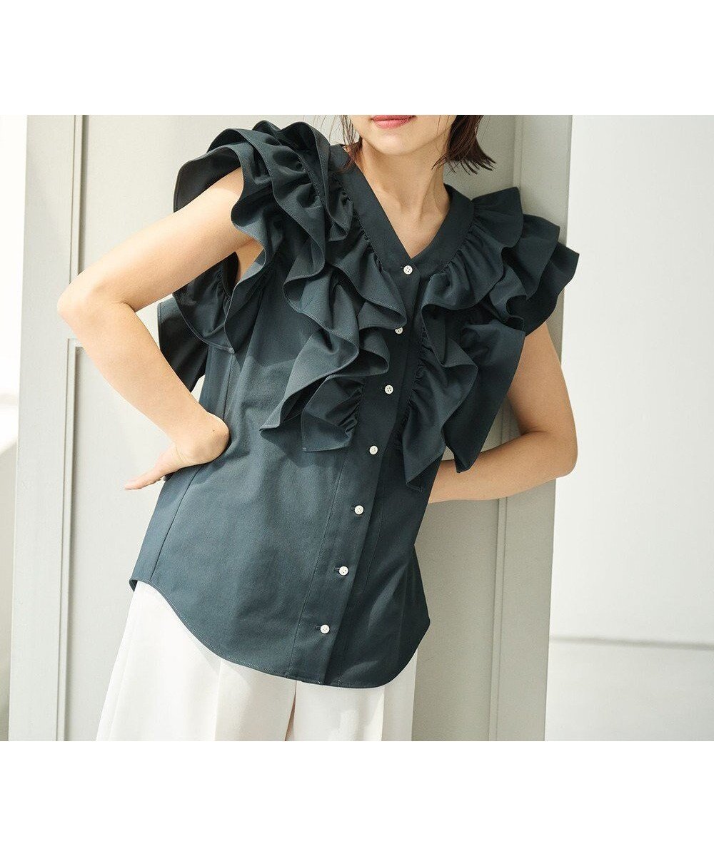 【ハッシュニュアンス/#Newans】のラッフルフリルブラウス インテリア・キッズ・メンズ・レディースファッション・服の通販 founy(ファニー) ファッション Fashion レディースファッション Fashion for Women トップス・カットソー Cut & Sew Tops シャツ・ブラウス・オフィスカジュアル Elegant Blouses & Button-Ups ノースリーブ Sleeveless, No-Sleeve フリル Frill, Ruffle エレガント 上品 Elegant 吸水 Absorbent, Quick-Dry 夏 Summer 春 Spring S/S・春夏 SS, Spring/Summer, Warm Season ネイビー|ID: prp329100004525631 ipo3291000000034464282