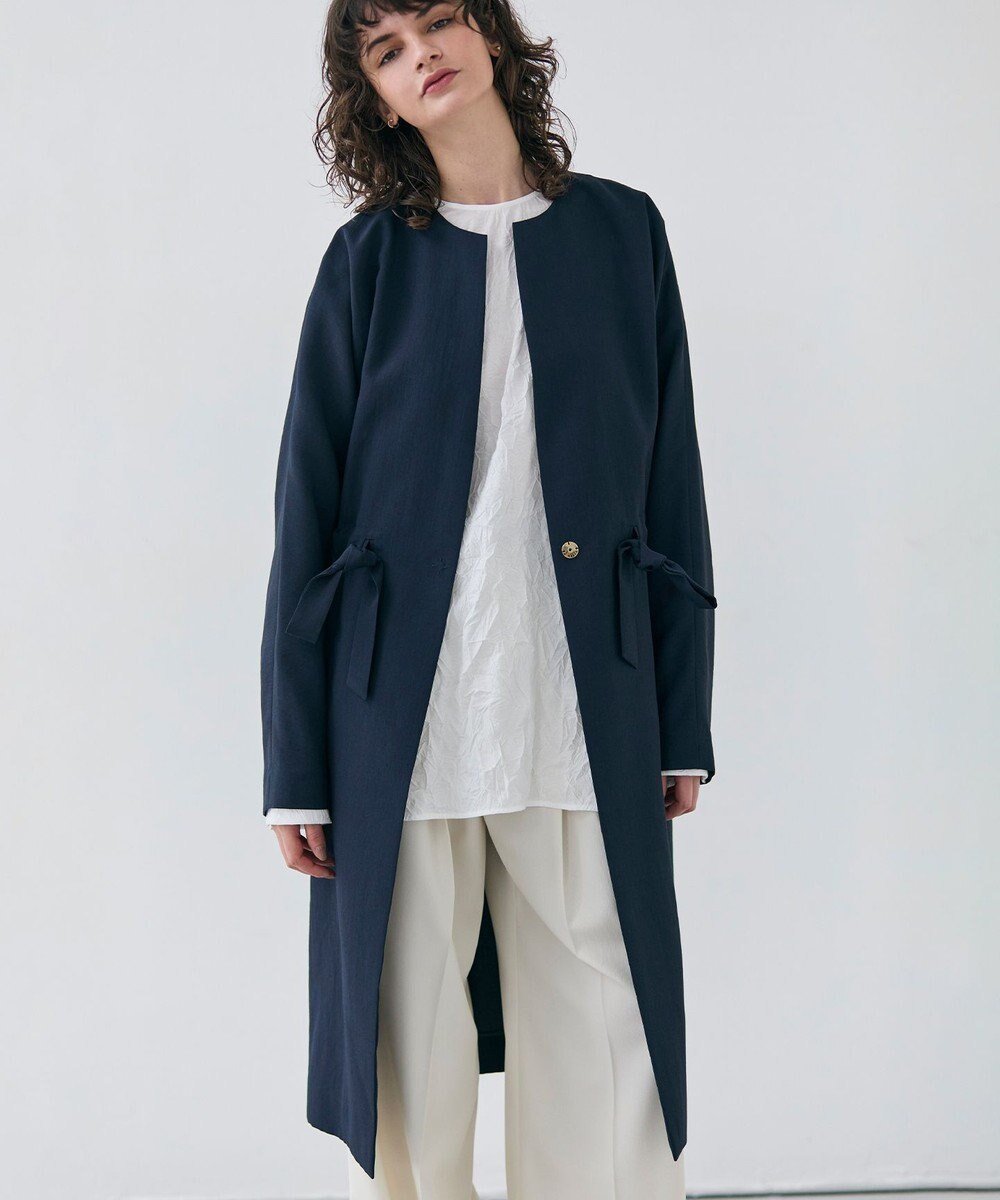 【ベイジ,/BEIGE,】の【洗える】PORDIC / ノーカラードルマンロングコート インテリア・キッズ・メンズ・レディースファッション・服の通販 founy(ファニー) 　ファッション　Fashion　レディースファッション　WOMEN　アウター　Coat Outerwear　コート　Coats　ジャケット　Jackets　エレガント 上品　Elegant　カットソー　Cut And Sew　ジャケット　Jacket　フォルム　Form　フロント　Front　リラックス　Relax　ロング　Long　再入荷　Restock/Back In Stock/Re Arrival　夏　Summer　春　Spring　S/S・春夏　Ss・Spring/Summer　洗える　Washable　Navy|ID: prp329100004525664 ipo3291000000032008480