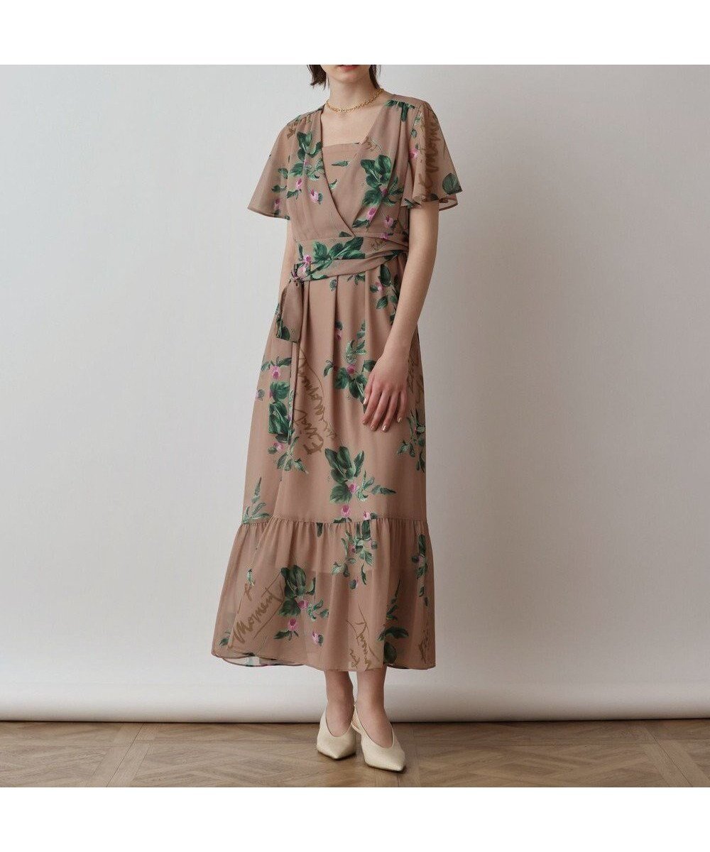 【グレース コンチネンタル/GRACE CONTINENTAL】のプリントセパレートワンピース インテリア・キッズ・メンズ・レディースファッション・服の通販 founy(ファニー) 　ファッション　Fashion　レディースファッション　Ladies' Fashion Online　ワンピース　Dress　春　Spring　キャミソール　Camisole　ギャザー　Gather　切替　Switching　サマー　Summer　スリーブ　Sleeve　ドレス　Dress　ノースリーブ　No Sleeve　バランス　Balance　パターン　Pattern　フィット　Fit　フラワー　Flower　フレア　Flare　プリント　Print　半袖　Short Sleeve　モチーフ　Motif　リゾート　Resort　リボン　Ribbon　リラックス　Relax　S/S・春夏　Ss・Spring/Summer　再入荷　Restock/Back In Stock/Re Arrival　夏　Summer　2025年　2025　2025春夏・S/S　Ss,Spring/Summer,2025　ブラウン|ID: prp329100004525698 ipo3291000000032392394