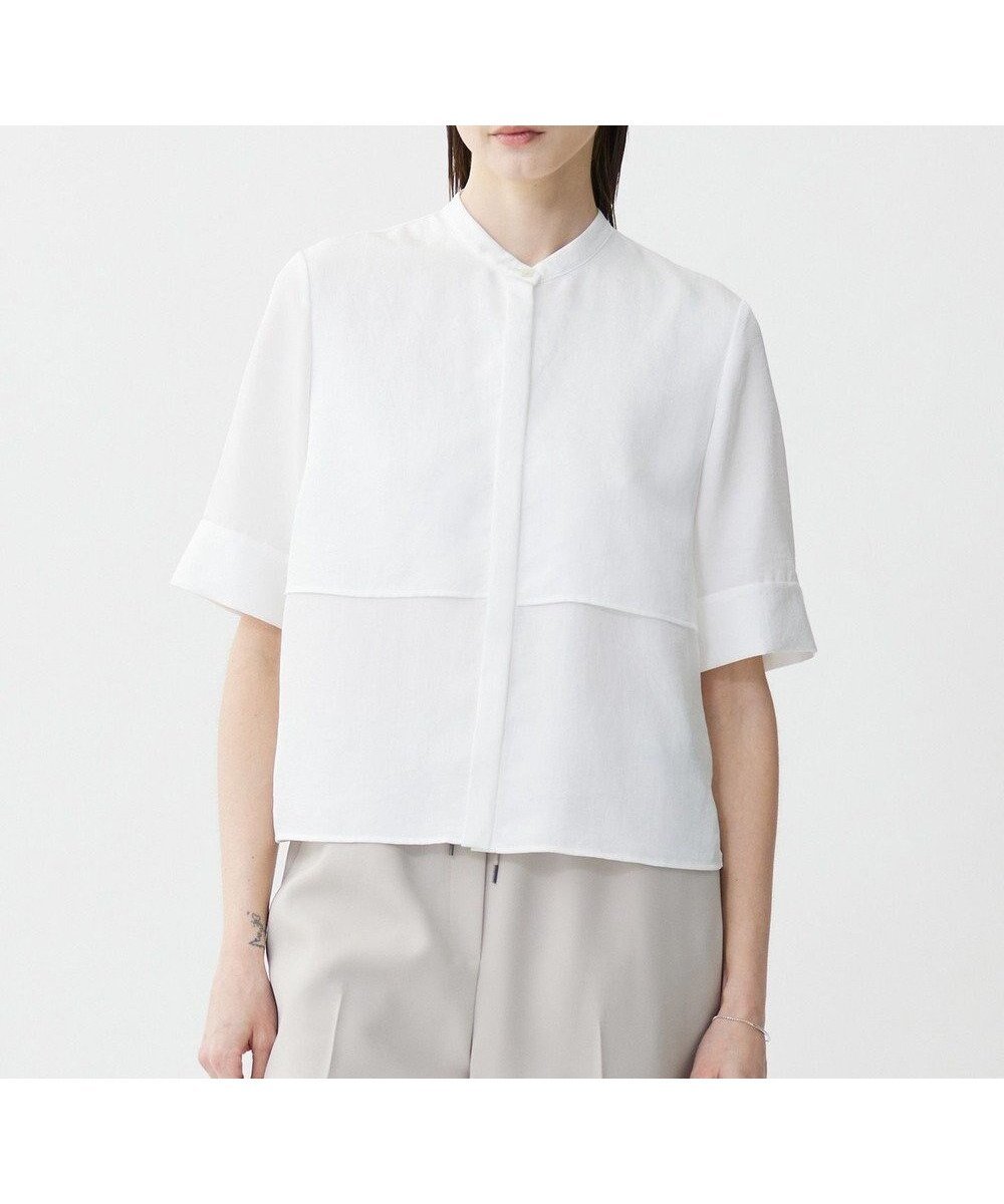 【アイシービー/iCB】の【WEB限定・接触冷感・速乾・洗える】シルキーツイル 半袖クロップドシャツ インテリア・キッズ・メンズ・レディースファッション・服の通販 founy(ファニー) 　ファッション　Fashion　レディースファッション　Fashion for Women　トップス・カットソー　Cut & Sew Tops　シャツ・ブラウス・オフィスカジュアル　Elegant Blouses & Button-Ups　春　Spring　洗える　Machine Washable　スリット　Slit, Slit Detail　ツイル　Twist, Twisted Detail　バランス　Balance, Style Balance　半袖　Short Sleeve, Half Sleeve　羽織　Haori, Light Jacket　ヨーク　Yoke, Yoke Design　S/S・春夏　SS, Spring/Summer, Warm Season　夏　Summer　エレガント 上品　Elegant　2025年　2025　2025春夏・S/S　Spring/Summer 2025 SS25　オフホワイト系|ID: prp329100004525720 ipo3291000000035909800