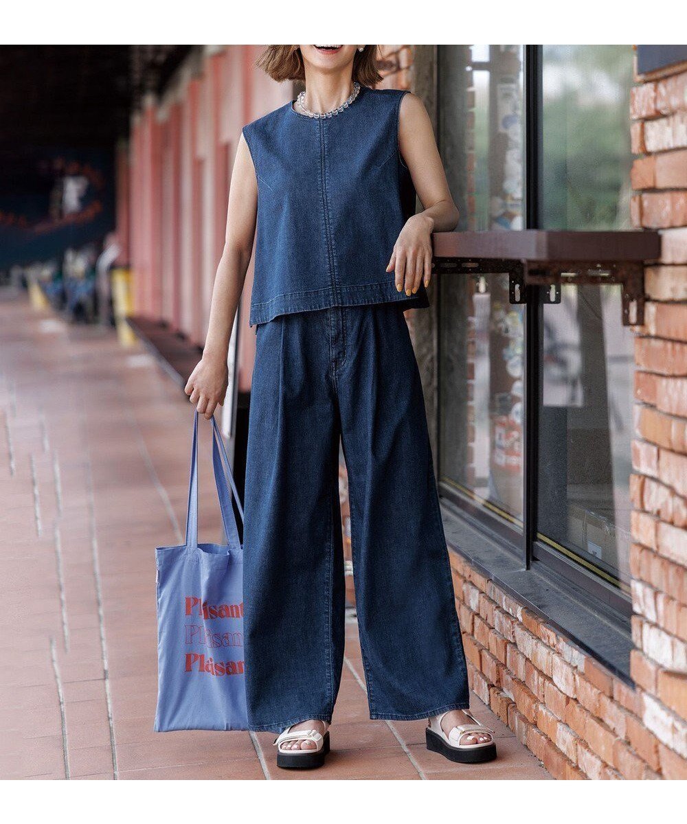 【アンフィーロ 自由区/UNFILO】のUNFILO DENIM LIGHT タックワイドパンツ 人気、トレンドファッション・服の通販 founy(ファニー) 　ファッション　Fashion　レディースファッション　Fashion for Women　パンツ　Pants & Trousers　デニムパンツ・ジーンズ・美脚デニム　Denim Jeans & Pants　アウトドア　Outdoor Clothing　春　Spring　クロップド　Cropped, Short Length　コンパクト　Compact, Small Size　デニム　Denim, Jeans Material　フロント　Front, Front Design　ポケット　Pocket, Pocket Detail　ワイド　Wide, Wide Fit　S/S・春夏　SS, Spring/Summer, Warm Season　おすすめ　Recommended / Our Picks　夏　Summer　 other-1|ID: prp329100004525742 ipo3291000000035710269