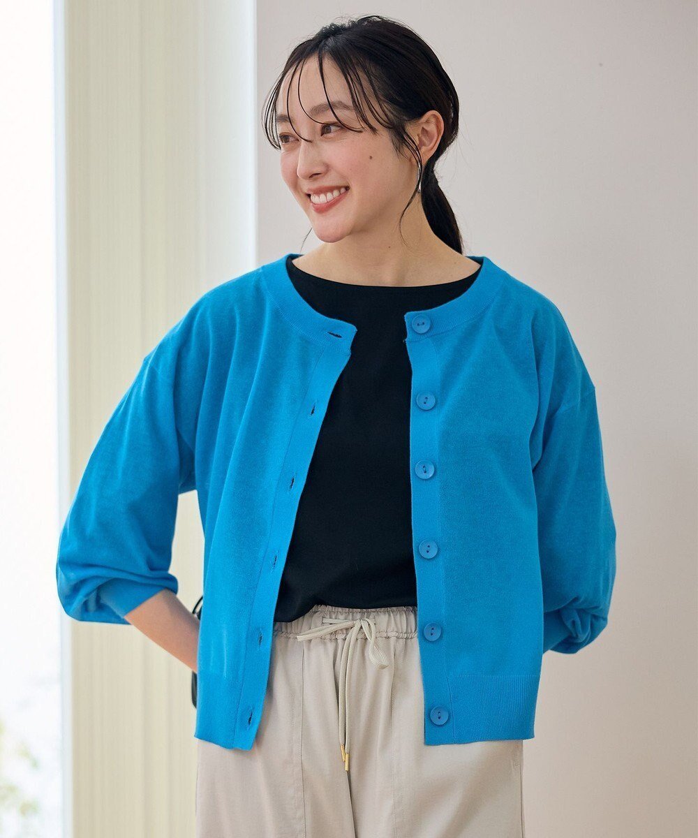 【エニー/ANY】のシアークルーネックカーディガン インテリア・キッズ・メンズ・レディースファッション・服の通販 founy(ファニー) 　ファッション　Fashion　レディースファッション　Fashion for Women　トップス・カットソー　Cut & Sew Tops　カーディガン・羽織り　Layered Style Cardigans　おすすめ　Recommended / Our Picks　カーディガン　Cardigan, Knitwear　シアー　Sheer, See-Through　シンプル　Simple, Minimal　トレンド　Trend, Trending Now　夏　Summer　春　Spring　S/S・春夏　SS, Spring/Summer, Warm Season　洗える　Machine Washable　羽織　Haori, Light Jacket　ターコイズ|ID: prp329100004525766 ipo3291000000036153441