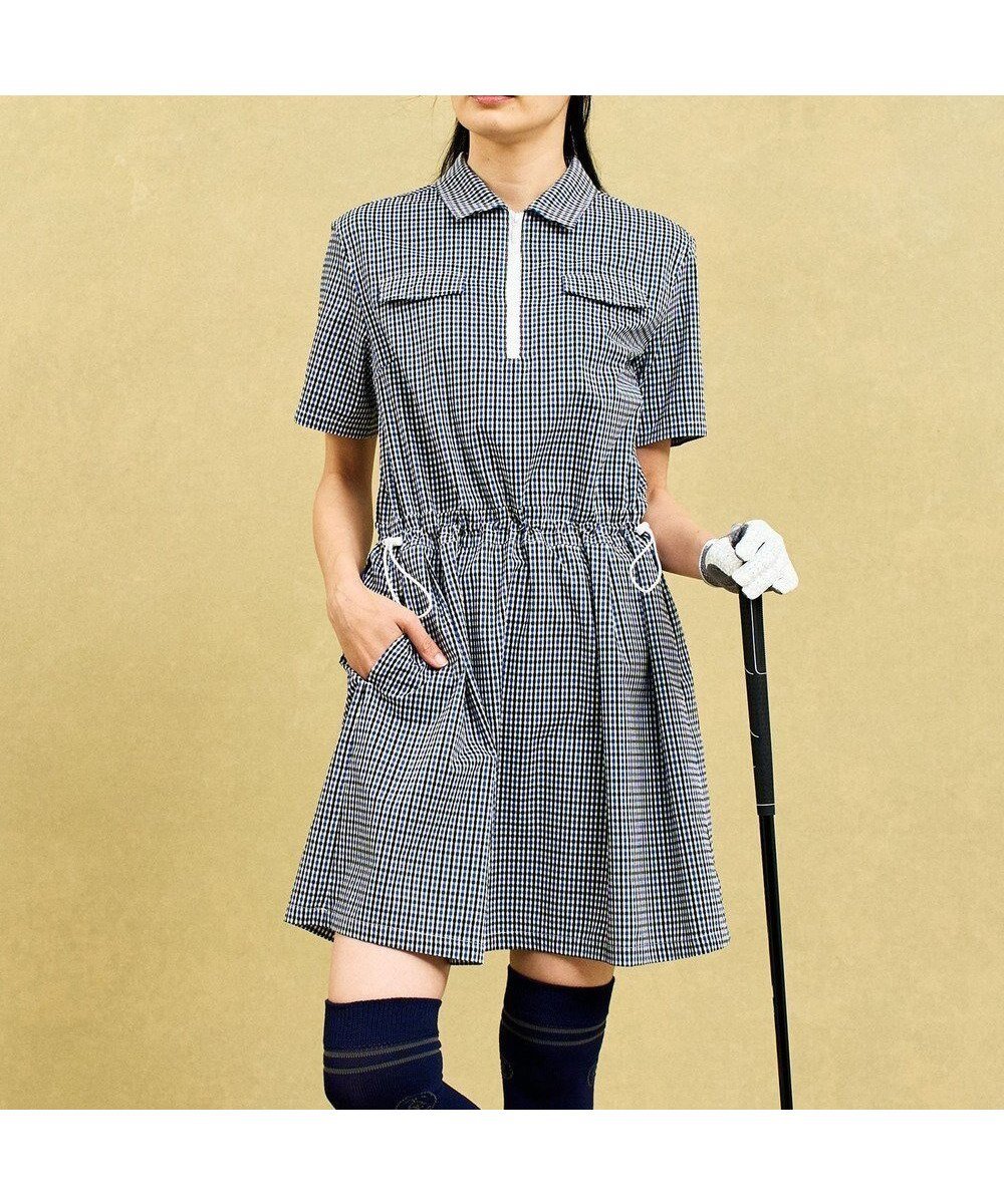 【23区 ゴルフ/NIJYUSANKU GOLF】の【WOMEN】ギンガムチェックワンピース 通気性抜群 ドットエアー素材 インテリア・キッズ・メンズ・レディースファッション・服の通販 founy(ファニー) 　ファッション　Fashion　レディースファッション　WOMEN　ワンピース　Dress　春　Spring　ギンガム　Gingham　軽量　Lightweight　サークル　Circle　チェック　Check　ドット　Dot　フェミニン　Feminine　フロント　Front　プリント　Print　ポケット　Pocket　ポーチ　Pouch　S/S・春夏　Ss・Spring/Summer　NEW・新作・新着・新入荷　New Arrivals　夏　Summer　ゴルフ　Golf　ブルー系3|ID: prp329100004525795 ipo3291000000032009035