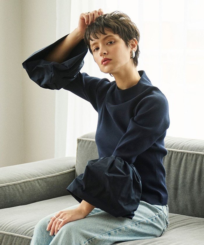 【ハッシュニュアンス/#Newans】の【洗える】コンビネーションベルスリーブニット インテリア・キッズ・メンズ・レディースファッション・服の通販 founy(ファニー) https://founy.com/ ファッション Fashion レディースファッション Fashion for Women トップス・カットソー Cut & Sew Tops ニット Knit Tops & Sweaters エレガント 上品 Elegant シルク Silk, 100% Silk セーター Sweater, Knitwear フレア Flare, Flared 洗える Machine Washable A/W・秋冬 Autumn/Winter 軽量 Lightweight, Ultra Light |ID: prp329100004525837 ipo3291000000034696187