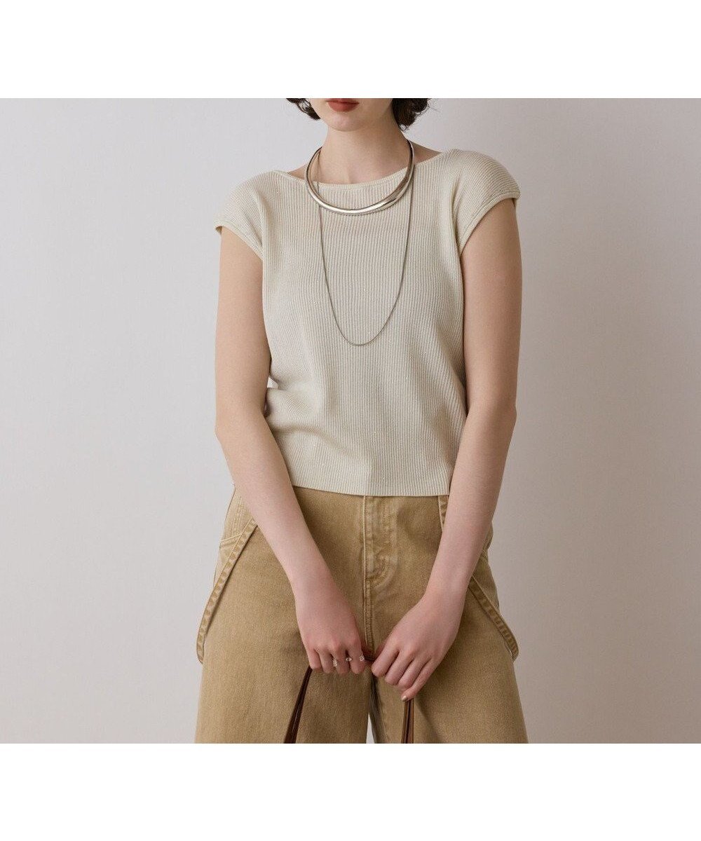 【グレース コンチネンタル/GRACE CONTINENTAL】のスパンコールリブトップ 人気、トレンドファッション・服の通販 founy(ファニー) 　ファッション　Fashion　レディースファッション　Fashion for Women　トップス・カットソー　Cut & Sew Tops　スパンコール　Sequins, Sequin Embellishment　スリーブ　Sleeve, Long Sleeve / Short Sleeve　フレンチ　French, French Style　プレート　Plate, Dish　リュクス　Luxury, Elegant, High-End, Chic　エレガント 上品　Elegant　再入荷　Restock / Back in Stock　夏　Summer　春　Spring　S/S・春夏　SS, Spring/Summer, Warm Season　 other-1|ID: prp329100004525849 ipo3291000000032736220