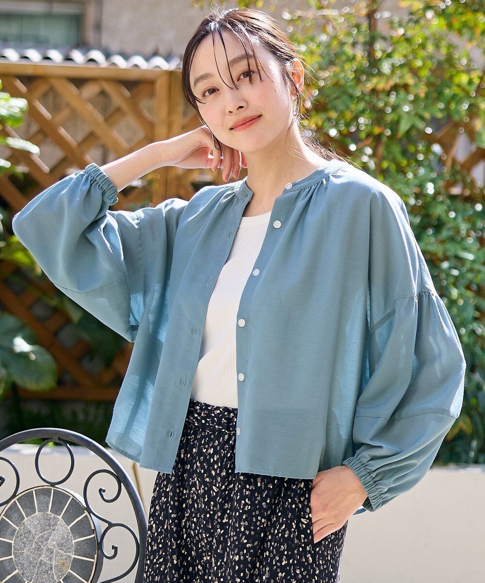 【エニィファム/any FAM】の【洗濯機可】シアーテックリネンギャザーブラウス 人気、トレンドファッション・服の通販 founy(ファニー) 　ファッション　Fashion　レディースファッション　WOMEN　トップス・カットソー　Tops/Tshirt　シャツ/ブラウス　Shirts/Blouses　NEW・新作・新着・新入荷　New Arrivals　おすすめ　Recommend　キャミ　Cami　ギャザー　Gather　シアー　Sheer　スリーブ　Sleeve　タンク　Tank　デニム　Denim　トレンド　Trend　バランス　Balance　エレガント 上品　Elegant　夏　Summer　春　Spring　S/S・春夏　Ss・Spring/Summer　洗える　Washable　羽織　Haori　 other-1|ID: prp329100004525897 ipo3291000000032009426