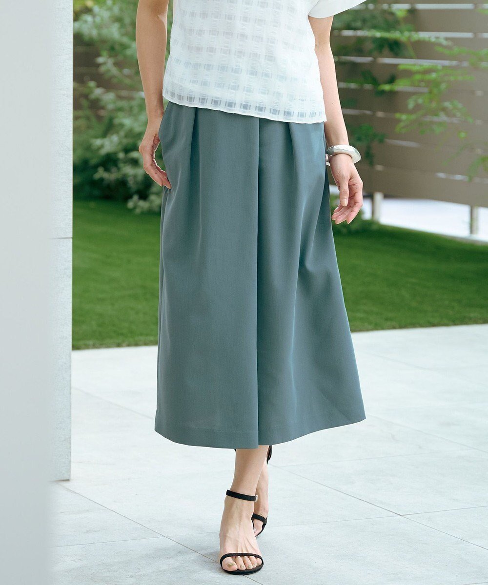 【ジェイ プレス/J.PRESS】の【洗える】Crispyツイル クロップド パンツ インテリア・キッズ・メンズ・レディースファッション・服の通販 founy(ファニー) 　ファッション　Fashion　レディースファッション　Fashion for Women　スカート　Skirts　アシンメトリー　Asymmetrical Style　春　Spring　洗える　Machine Washable　キュロット　Culottes, Wide Shorts　クロップド　Cropped, Short Length　ツイル　Twist, Twisted Detail　フレア　Flare, Flared　フロント　Front, Front Design　ミックス　Mix, Mixed Style　S/S・春夏　SS, Spring/Summer, Warm Season　おすすめ　Recommended / Our Picks　夏　Summer　ビジネス 仕事 通勤　Business / Work / Commuting　ダルグリーン系|ID: prp329100004525919 ipo3291000000032674329