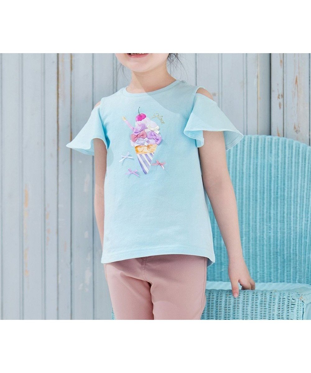 【エニファム/any FAM / KIDS】の接触冷感 しろくま オフショルダー Tシャツ インテリア・キッズ・メンズ・レディースファッション・服の通販 founy(ファニー) 　ファッション　Fashion　キッズファッション　KIDS　トップス・カットソー　Tops/Tees/Kids　オフショル　Off Shoulder　オフショルダー　Off Shoulder　春　Spring　カットソー　Cut And Sew　スパンコール　Sequins　ドレス　Dress　ポケット　Pocket　モチーフ　Motif　リボン　Ribbon　S/S・春夏　Ss・Spring/Summer　再入荷　Restock/Back In Stock/Re Arrival　夏　Summer　ライトブルー×アイス|ID: prp329100004526767 ipo3291000000032125253