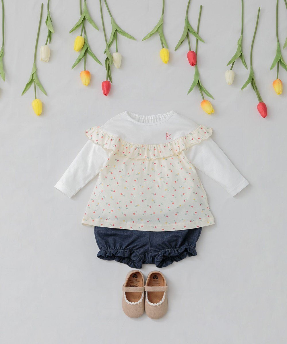 【組曲 / KIDS/KUMIKYOKU】の【80-90cm】Tulips Shower セットアップ インテリア・キッズ・メンズ・レディースファッション・服の通販 founy(ファニー) 　ファッション　Fashion　キッズファッション　KIDS　オフショルダー　Off Shoulder　オレンジ　Orange　セットアップ　Set Up　チューリップ　Tulip　デニム　Denim　プリント　Print　ベビー　Baby　ラベンダー　Lavender　A/W・秋冬　Aw・Autumn/Winter・Fw・Fall-Winter　ベージュ系5|ID: prp329100004526791 ipo3291000000032013833