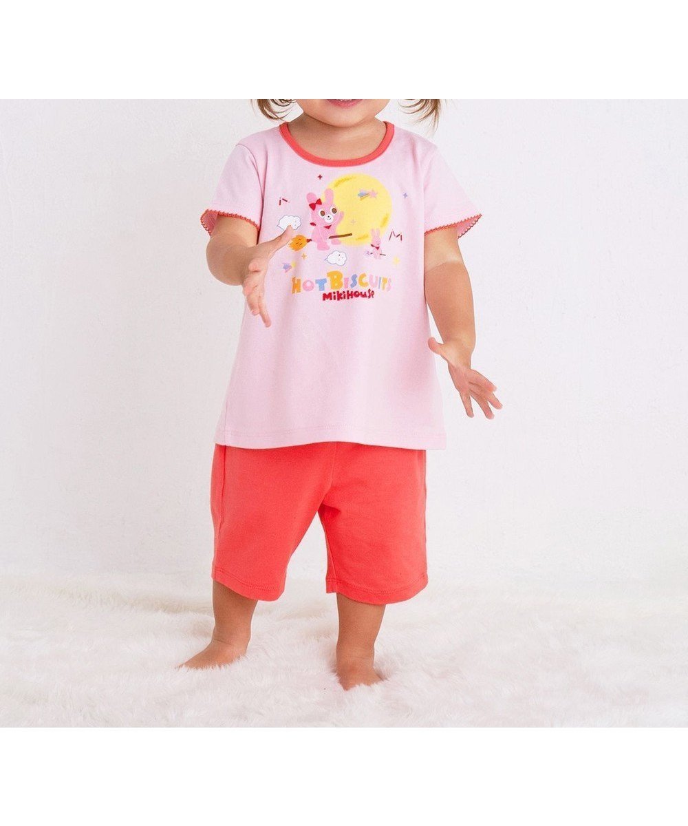 【ミキハウスホットビスケッツ/MIKI HOUSE HOT BISCUITS / KIDS】の【80-120cm】 キャビット ルームウェア 上下セット インテリア・キッズ・メンズ・レディースファッション・服の通販 founy(ファニー) 　ファッション　Fashion　キッズファッション　KIDS　おすすめ　Recommend　パイピング　Piping　パジャマ　Pajamas　フリル　Frills　ボトム　Bottom　半袖　Short Sleeve　夏　Summer　ピンク|ID: prp329100004526798 ipo3291000000032049955