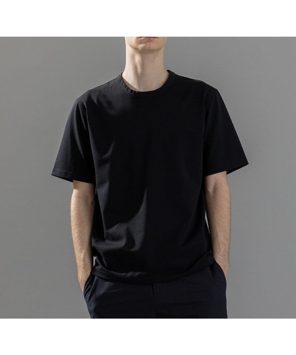 【ジョゼフ オム/JOSEPH HOMME / MEN】の【新素材】クリアコットンカノコ クルーネックTシャツ インテリア・キッズ・メンズ・レディースファッション・服の通販 founy(ファニー) 　ファッション　Fashion　メンズファッション　Fashion for Men　トップス・カットソー　Cut & Sew Tops　メンズシャツ　Shirts　カットソー　Cut and Sewn Top　コンパクト　Compact, Small Size　シンプル　Simple, Minimal　ジャケット　Jacket, Outerwear　ビジネス 仕事 通勤　Business / Work / Commuting　ポロシャツ　Polo Shirt, Collared Tee　リラックス　Relax, Relaxed Fit　夏　Summer　春　Spring　S/S・春夏　SS, Spring/Summer, Warm Season　ブラック系|ID: prp329100004526817 ipo3291000000032757499