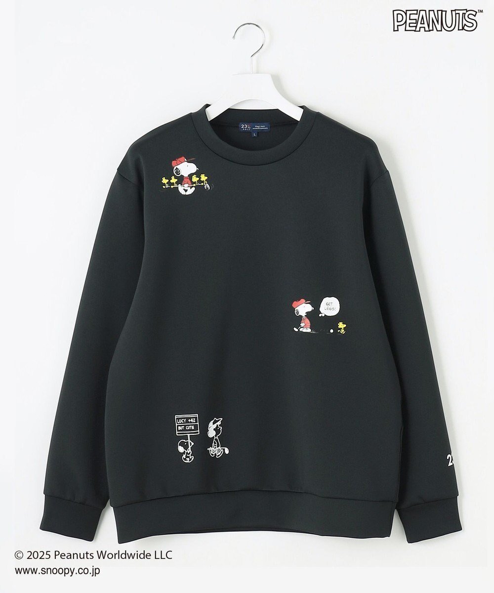 【23区 ゴルフ/23区GOLF / MEN】の【MEN】『PEANUTS』コラボプリントトレーナー インテリア・キッズ・メンズ・レディースファッション・服の通販 founy(ファニー) 　ファッション　Fashion　メンズファッション　Fashion for Men　トップス・カットソー　Cut & Sew Tops　春　Spring　軽量　Lightweight, Ultra Light　スウェット / スエット　Sweatshirt, Sweatwear　スタイリッシュ　Stylish, Fashionable　ストレッチ　Stretch, Stretchy Fabric　フィット　Fit, Slim Fit　プリント　Print, Printed Pattern　ポロシャツ　Polo Shirt, Collared Tee　モックネック　Mock Neck, Short Turtleneck　S/S・春夏　SS, Spring/Summer, Warm Season　おすすめ　Recommended / Our Picks　夏　Summer　ゴルフ　Golf　ブラック系|ID: prp329100004526821 ipo3291000000033564140