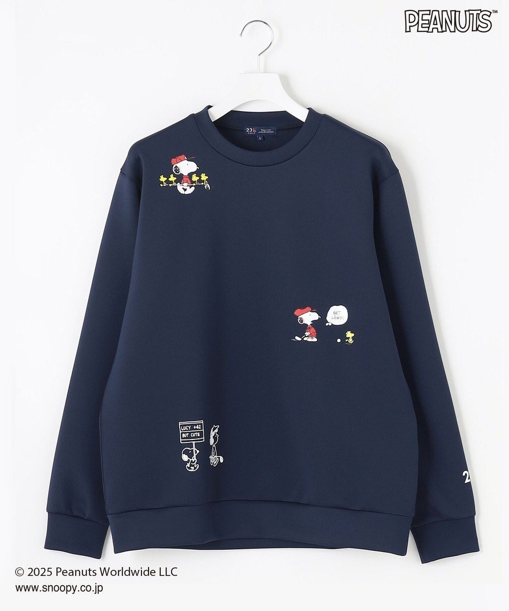 【23区 ゴルフ/23区GOLF / MEN】の【MEN】『PEANUTS』コラボプリントトレーナー インテリア・キッズ・メンズ・レディースファッション・服の通販 founy(ファニー) 　ファッション　Fashion　メンズファッション　Fashion for Men　トップス・カットソー　Cut & Sew Tops　春　Spring　軽量　Lightweight, Ultra Light　スウェット / スエット　Sweatshirt, Sweatwear　スタイリッシュ　Stylish, Fashionable　ストレッチ　Stretch, Stretchy Fabric　フィット　Fit, Slim Fit　プリント　Print, Printed Pattern　ポロシャツ　Polo Shirt, Collared Tee　モックネック　Mock Neck, Short Turtleneck　S/S・春夏　SS, Spring/Summer, Warm Season　おすすめ　Recommended / Our Picks　夏　Summer　ゴルフ　Golf　ネイビー系|ID: prp329100004526821 ipo3291000000033564141