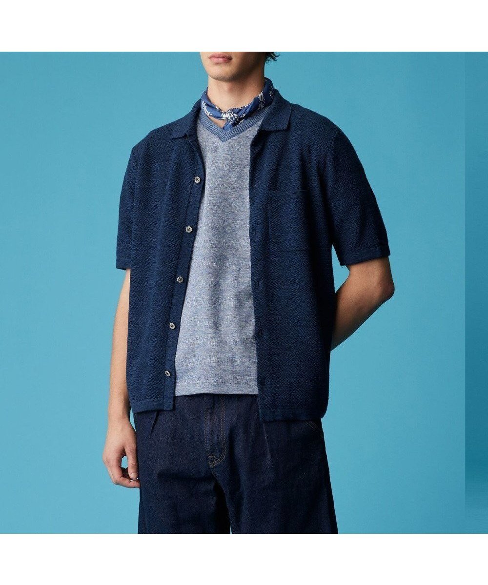 【ジョセフ アブード/JOSEPH ABBOUD / MEN】の【イタリア糸使用/軽い/洗える/サスティナブル】スラブギマ ニット シャツ インテリア・キッズ・メンズ・レディースファッション・服の通販 founy(ファニー) 　ファッション　Fashion　メンズファッション　MEN　トップス・カットソー　Tops/Tshirt/Men　ニット　Knit Tops　カーディガン　Cardigans　シャツ　Shirts　イタリア　Italy　インナー　Inner　春　Spring　洗える　Washable　カーディガン　Cardigan　コーティング　Coating　鹿の子　Pique　メッシュ　Mesh　S/S・春夏　Ss・Spring/Summer　おすすめ　Recommend　夏　Summer　ネイビー系|ID: prp329100004526828 ipo3291000000032013963