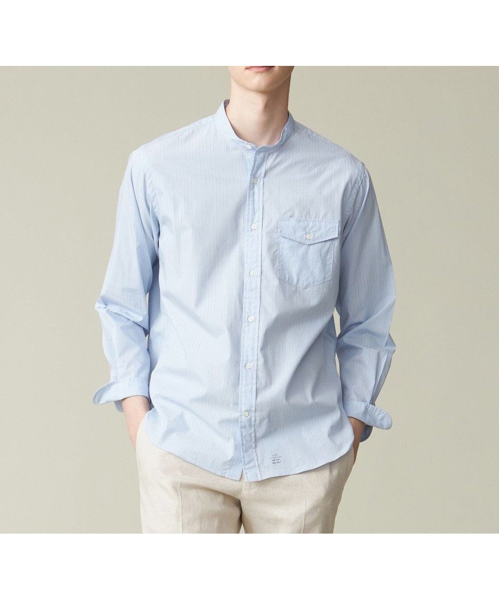 【ジェイ プレス/J.PRESS / MEN】のポプリンマルチストライプ バンドカラーシャツ インテリア・キッズ・メンズ・レディースファッション・服の通販 founy(ファニー) 　ファッション　Fashion　メンズファッション　Men's Style Online　トップス・カットソー　Tops/Tshirt/Men　シャツ　Shirts　インナー　Inner　ストライプ　Stripe　ドレス　Dress　バランス　Balance　フラップ　Flap　ブルゾン　Blouson　ベーシック　Basic　ポケット　Pocket　A/W・秋冬　Aw・Autumn/Winter・Fw・Fall-Winter　S/S・春夏　Ss・Spring/Summer　おすすめ　Recommend　夏　Summer　エレガント 上品　Elegant　ブルー系1|ID: prp329100004526837 ipo3291000000032587397