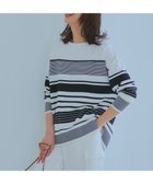 【23区/NIJYUSANKU】の【洗える】コットンポリエステルストレッチ オーバーサイズ ニット オフホワイトxブラックボーダー|ID: prp329100004526868 ipo3291000000032014153