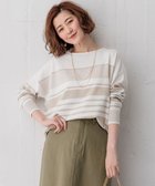 【23区/NIJYUSANKU】の【洗える】コットンポリエステルストレッチ オーバーサイズ ニット オフホワイトxベージュボーダー|ID: prp329100004526868 ipo3291000000032014158