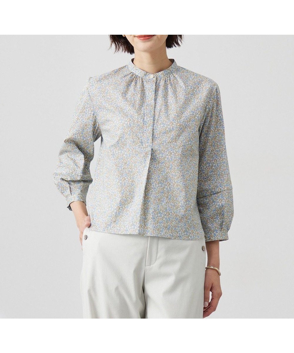 【ジェイ プレス/J.PRESS】の【洗える】Liberty バンドカラー プルオーバー ブラウス インテリア・キッズ・メンズ・レディースファッション・服の通販 founy(ファニー) 　ファッション　Fashion　レディースファッション　WOMEN　トップス・カットソー　Tops/Tshirt　シャツ/ブラウス　Shirts/Blouses　プルオーバー　Pullover　春　Spring　洗える　Washable　コレクション　Collection　切替　Switching　S/S・春夏　Ss・Spring/Summer　夏　Summer　グリーン系|ID: prp329100004526880 ipo3291000000032014229