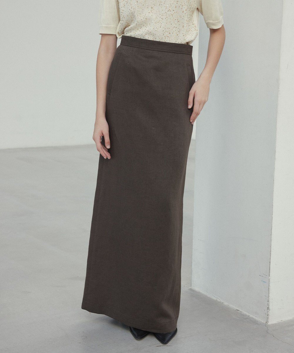 【ベイジ,/BEIGE,】の【Oggi 5月号掲載】CRINUM / Iラインリネンマキシスカート インテリア・キッズ・メンズ・レディースファッション・服の通販 founy(ファニー) 　雑誌掲載アイテム　Magazine Picks & Fashion Features　ファッション雑誌　Fashion Magazines　オッジ　Oggi　ファッション　Fashion　レディースファッション　Fashion for Women　スカート　Skirts　イタリア　Italy　春　Spring　5月号　May Issue　ジャケット　Jacket, Outerwear　セットアップ　Set-Up, Coordinated Outfit　雑誌　Magazine, Fashion Magazine　ポケット　Pocket, Pocket Detail　マキシ　Maxi, Full Length　リネン　Linen, Linen Fabric　S/S・春夏　SS, Spring/Summer, Warm Season　夏　Summer　Dark Brown|ID: prp329100004526881 ipo3291000000032687877