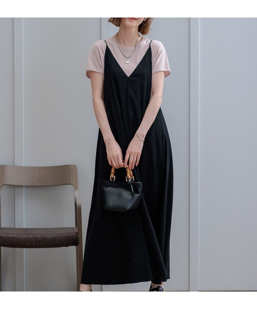 【23区/NIJYUSANKU】の【洗える】リネンレーヨンストレッチ キャミソール ワンピース インテリア・キッズ・メンズ・レディースファッション・服の通販 founy(ファニー) 　ファッション　Fashion　レディースファッション　WOMEN　ワンピース　Dress　春　Spring　洗える　Washable　キャミソール　Camisole　ストレッチ　Stretch　定番　Standard　フレア　Flare　ベーシック　Basic　マキシ　Maxi　ラップ　Wrap　リネン　Linen　リボン　Ribbon　S/S・春夏　Ss・Spring/Summer　夏　Summer　2024年　2024　2024春夏・S/S　Ss,Spring/Summer,2024　ブラック系|ID: prp329100004526910 ipo3291000000032014364