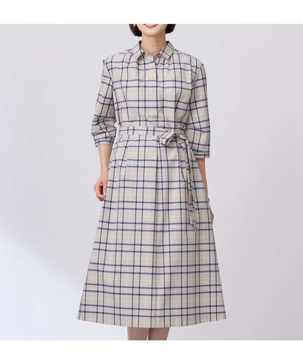 【ジェイ プレス/J.PRESS】の【洗える】コンパクトチェック シャツカラー ワンピース インテリア・キッズ・メンズ・レディースファッション・服の通販 founy(ファニー) 　ファッション　Fashion　レディースファッション　WOMEN　ワンピース　Dress　シャツワンピース　Shirt Dresses　コンパクト　Compact　チェック　Check　ペチコート　Petticoat　リボン　Ribbon　夏　Summer　春　Spring　S/S・春夏　Ss・Spring/Summer　洗える　Washable　ベージュチェック系|ID: prp329100004526917 ipo3291000000032014386