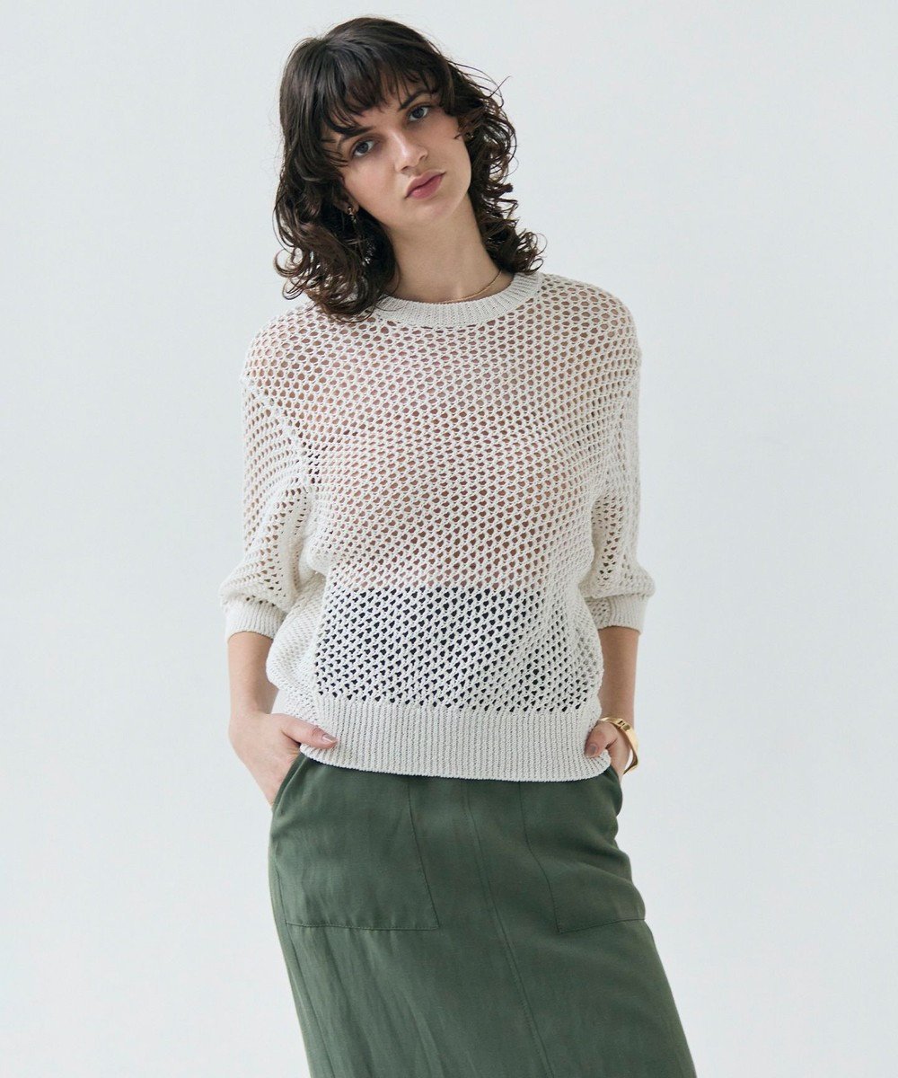 【ベイジ,/BEIGE,】の【洗える】ALOE / コットンメッシュ半袖クルーネックニット インテリア・キッズ・メンズ・レディースファッション・服の通販 founy(ファニー) 　ファッション　Fashion　レディースファッション　Fashion for Women　トップス・カットソー　Cut & Sew Tops　ニット　Knit Tops & Sweaters　インナー　Innerwear　キャミソール　Camisole, Spaghetti Strap Top　セーター　Sweater, Knitwear　フィット　Fit, Slim Fit　ボトム　Bottoms, Lower Wear　メッシュ　Mesh, Net Fabric　リラックス　Relax, Relaxed Fit　エレガント 上品　Elegant　半袖　Short Sleeve, Half Sleeve　夏　Summer　春　Spring　S/S・春夏　SS, Spring/Summer, Warm Season　洗える　Machine Washable　Ecru|ID: prp329100004526924 ipo3291000000033570416