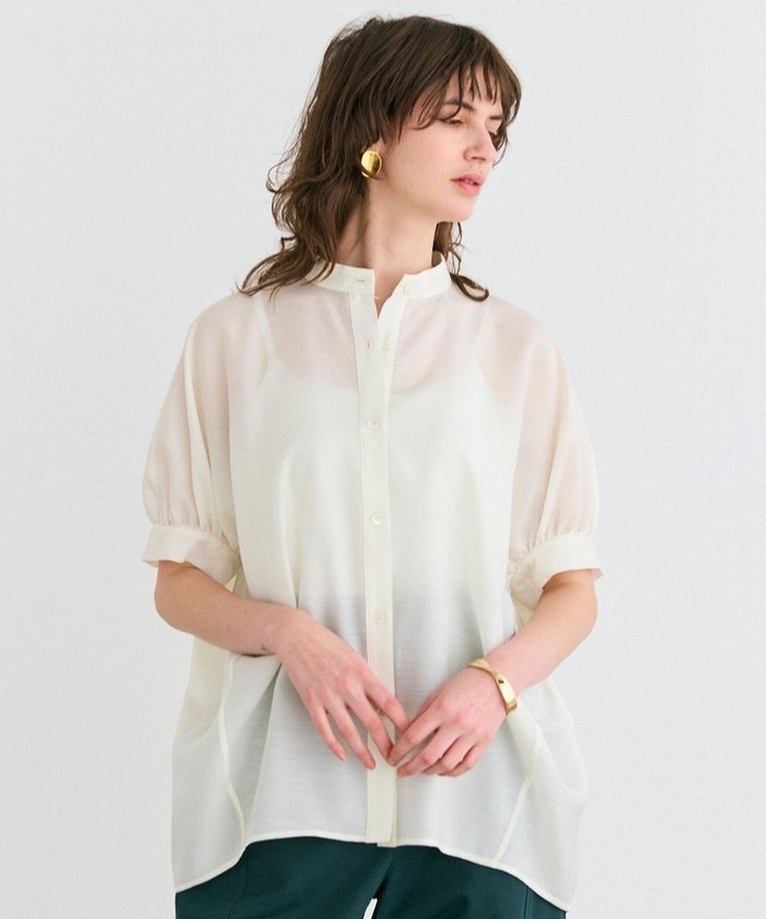 【ベイジ,/BEIGE,】の【洗える】AMARYLLIS / シアーパフオーバーサイズブラウス インテリア・キッズ・メンズ・レディースファッション・服の通販 founy(ファニー) https://founy.com/ ファッション Fashion レディースファッション Fashion for Women トップス・カットソー Cut & Sew Tops シャツ・ブラウス・オフィスカジュアル Elegant Blouses & Button-Ups オーガンジー Organza Fabric 春 Spring 洗える Machine Washable シアー Sheer, See-Through シンプル Simple, Minimal スタンド Stand Collar, Upright Stand フォルム Silhouette, Form ボトム Bottoms, Lower Wear 羽織 Haori, Light Jacket S/S・春夏 SS, Spring/Summer, Warm Season 夏 Summer エレガント 上品 Elegant |ID: prp329100004526925 ipo3291000000034177558