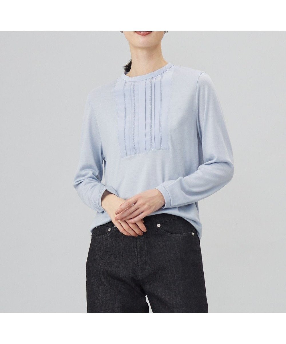 【ジェイ プレス/J.PRESS】のウォッシャブルウール タック ドットレース カットソー インテリア・キッズ・メンズ・レディースファッション・服の通販 founy(ファニー) 　ファッション　Fashion　レディースファッション　Fashion for Women　トップス・カットソー　Cut & Sew Tops　シャツ・ブラウス・オフィスカジュアル　Elegant Blouses & Button-Ups　ロングTシャツ・Tシャツ　Longline T-Shirts & Tees　カットソー・ベーシックTシャツ　Cut-and-Sewn Tops / Stretch Tees & Basics　秋　Autumn　カットソー　Cut and Sewn Top　カーディガン　Cardigan, Knitwear　コンパクト　Compact, Small Size　ジャケット　Jacket, Outerwear　ストレッチ　Stretch, Stretchy Fabric　ドット　Polka Dot, Dot Pattern　ヨーク　Yoke, Yoke Design　レース　Lace, Lace Fabric　A/W・秋冬　Autumn/Winter　おすすめ　Recommended / Our Picks　サックスブルー系|ID: prp329100004526926 ipo3291000000033583025