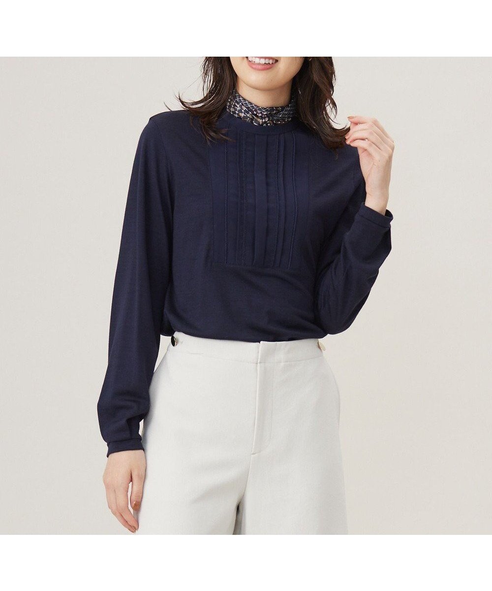 【ジェイ プレス/J.PRESS】のウォッシャブルウール タック ドットレース カットソー インテリア・キッズ・メンズ・レディースファッション・服の通販 founy(ファニー) 　ファッション　Fashion　レディースファッション　Fashion for Women　トップス・カットソー　Cut & Sew Tops　シャツ・ブラウス・オフィスカジュアル　Elegant Blouses & Button-Ups　ロングTシャツ・Tシャツ　Longline T-Shirts & Tees　カットソー・ベーシックTシャツ　Cut-and-Sewn Tops / Stretch Tees & Basics　秋　Autumn　カットソー　Cut and Sewn Top　カーディガン　Cardigan, Knitwear　コンパクト　Compact, Small Size　ジャケット　Jacket, Outerwear　ストレッチ　Stretch, Stretchy Fabric　ドット　Polka Dot, Dot Pattern　ヨーク　Yoke, Yoke Design　レース　Lace, Lace Fabric　A/W・秋冬　Autumn/Winter　おすすめ　Recommended / Our Picks　ネイビー系|ID: prp329100004526926 ipo3291000000033583028