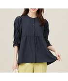 【エニィ スィス/any SiS】の【洗える】ギャザースリーブ ブラウス ネイビー|ID: prp329100004526973 ipo3291000000034295793