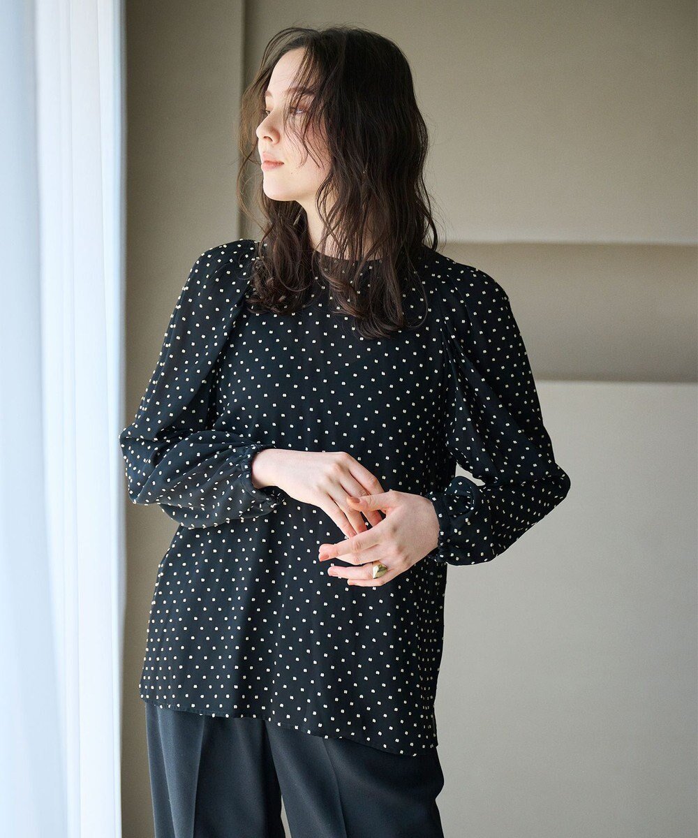 【ハッシュニュアンス/#Newans】のシアーパフスリーブブラウス インテリア・キッズ・メンズ・レディースファッション・服の通販 founy(ファニー) ファッション Fashion レディースファッション Fashion for Women トップス・カットソー Cut & Sew Tops シャツ・ブラウス・オフィスカジュアル Elegant Blouses & Button-Ups なめらか Smooth, Silky Texture エレガント 上品 Elegant キュプラ Cupro, Eco Fabric コンパクト Compact, Small Size シアー Sheer, See-Through スリーブ Sleeve, Long Sleeve / Short Sleeve ドット Polka Dot, Dot Pattern 日本製 Made In Japan A/W・秋冬 Autumn/Winter ブラック×イエロードット|ID: prp329100004526985 ipo3291000000034355152