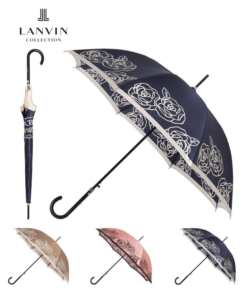 【ムーンバット/MOONBAT】のLANVIN COLLECTION 長傘 ローズ サテンプリント ジャンプ 耐風 インテリア・キッズ・メンズ・レディースファッション・服の通販 founy(ファニー) 　ファッション　Fashion　レディースファッション　WOMEN　傘 / レイングッズ　Umbrellas/Rainwear　エレガント 上品　Elegant　カッティング　Cutting　クラシカル　Classical　コレクション　Collection　傘　Umbrella　サテン　Satin　バランス　Balance　フランス　France　プリント　Print　モダン　Modern　ラグジュアリー　Luxury　ローズ　Rose　ディープブルー|ID: prp329100004526991 ipo3291000000032014721