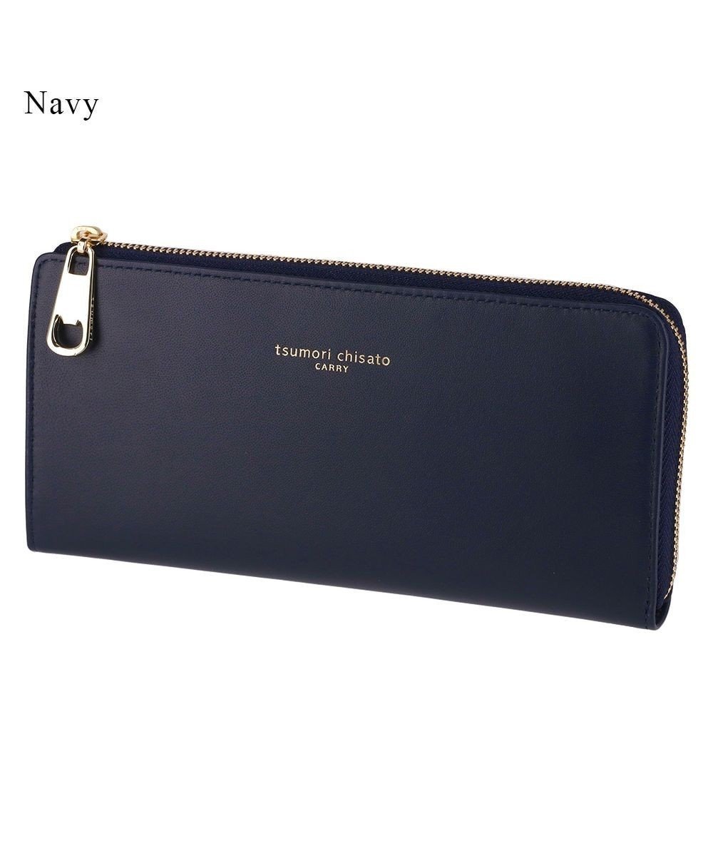 【ツモリチサト キャリー/tsumori chisato CARRY】のソフトラム Lファスナー長財布 インテリア・キッズ・メンズ・レディースファッション・服の通販 founy(ファニー) 　ファッション　Fashion　レディースファッション　WOMEN　財布　Wallets　シンプル　Simple　ネコ　Cat　ポケット　Pocket　財布　Wallet　ネイビー|ID: prp329100004527013 ipo3291000000032014794