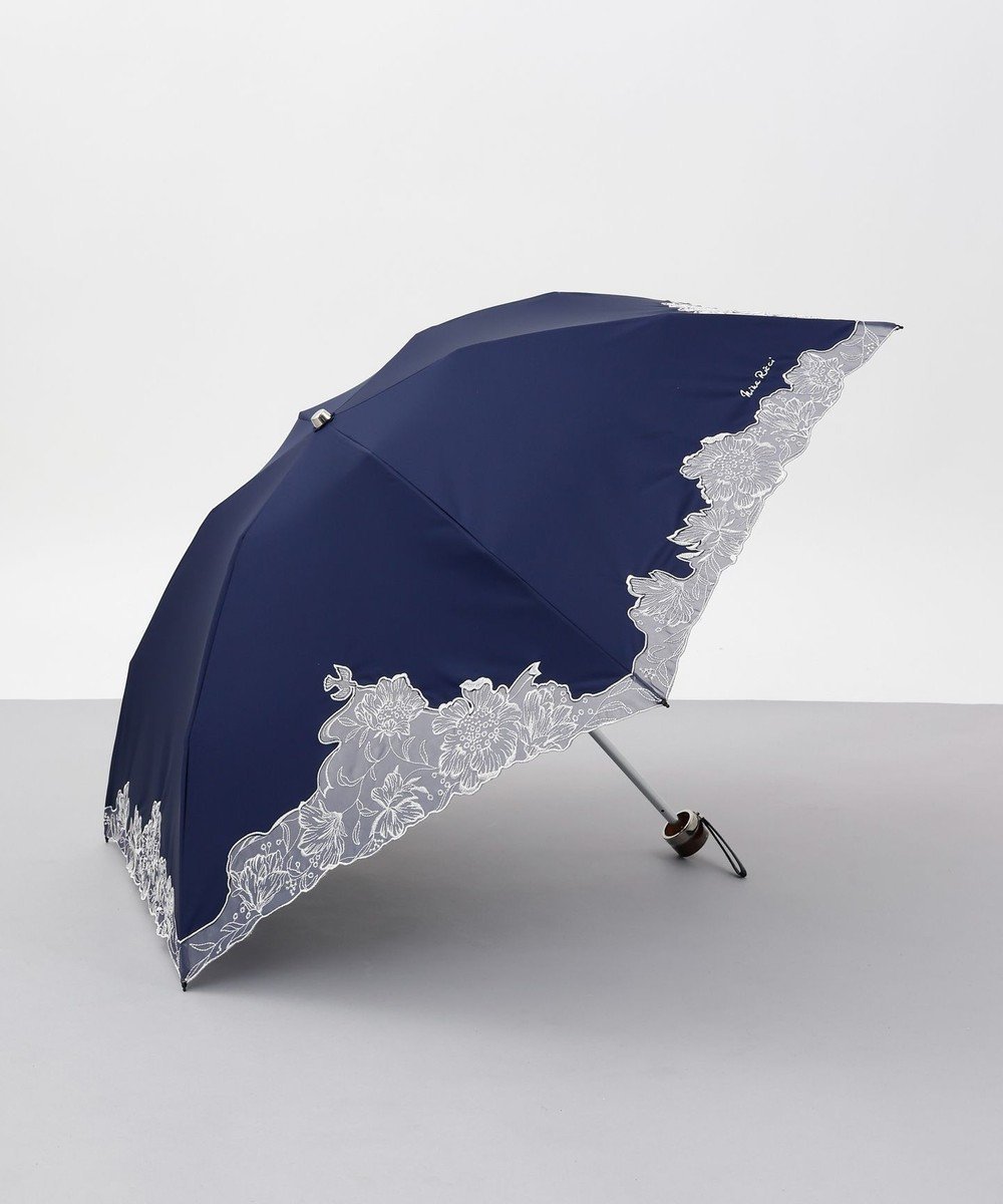 【アウロラ/AURORA】のNINA RICCI (ニナリッチ) 刺しゅうオーガンジー掛け合わせ 晴雨兼用パラソル(折り畳み・ミニ傘) インテリア・キッズ・メンズ・レディースファッション・服の通販 founy(ファニー) 　ファッション　Fashion　レディースファッション　WOMEN　傘 / レイングッズ　Umbrellas/Rainwear　エレガント 上品　Elegant　オーガンジー　Organdy　傘　Umbrella　軽量　Lightweight　サマー　Summer　日傘　Parasol　リボン　Ribbon　ワーク　Work　再入荷　Restock/Back In Stock/Re Arrival　ネイビー|ID: prp329100004527066 ipo3291000000032015051
