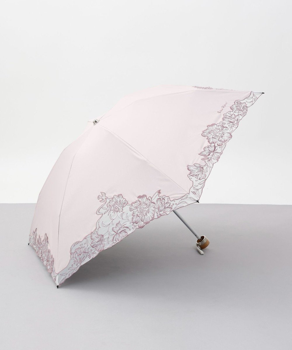 【アウロラ/AURORA】のNINA RICCI (ニナリッチ) 刺しゅうオーガンジー掛け合わせ 晴雨兼用パラソル(折り畳み・ミニ傘) インテリア・キッズ・メンズ・レディースファッション・服の通販 founy(ファニー) 　ファッション　Fashion　レディースファッション　WOMEN　傘 / レイングッズ　Umbrellas/Rainwear　エレガント 上品　Elegant　オーガンジー　Organdy　傘　Umbrella　軽量　Lightweight　サマー　Summer　日傘　Parasol　リボン　Ribbon　ワーク　Work　再入荷　Restock/Back In Stock/Re Arrival　ピンク|ID: prp329100004527066 ipo3291000000032015052