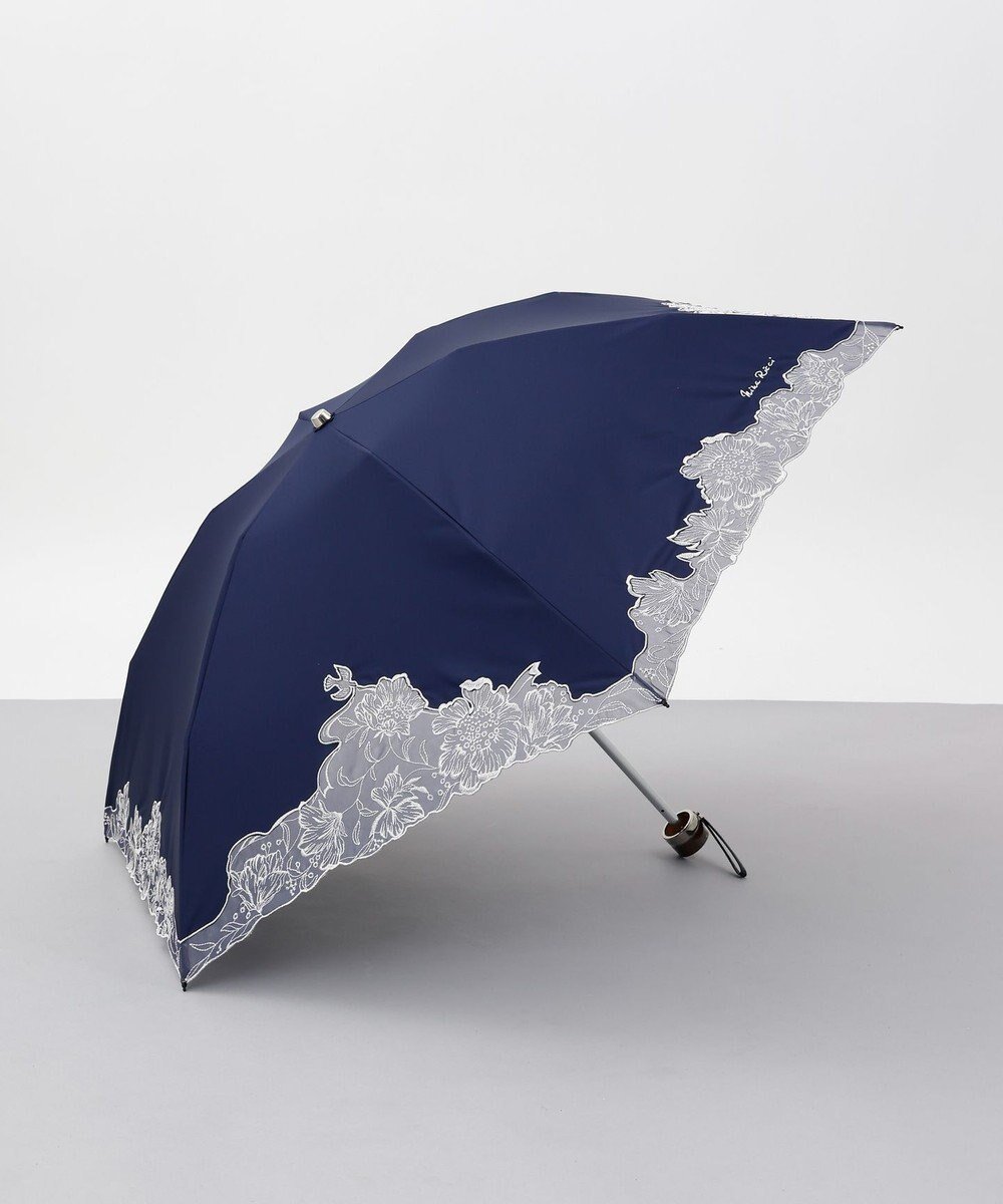【アウロラ/AURORA】のNINA RICCI (ニナリッチ) 刺しゅうオーガンジー掛け合わせ 晴雨兼用パラソル(折り畳み・ミニ傘) インテリア・キッズ・メンズ・レディースファッション・服の通販 founy(ファニー) 　ファッション　Fashion　レディースファッション　Ladies' Fashion Online　傘 / レイングッズ　Umbrellas/Rainwear　エレガント 上品　Elegant　オーガンジー　Organdy　傘　Umbrella　軽量　Lightweight　サマー　Summer　日傘　Parasol　リボン　Ribbon　ワーク　Work　ネイビー|ID: prp329100004527066 ipo3291000000032686255