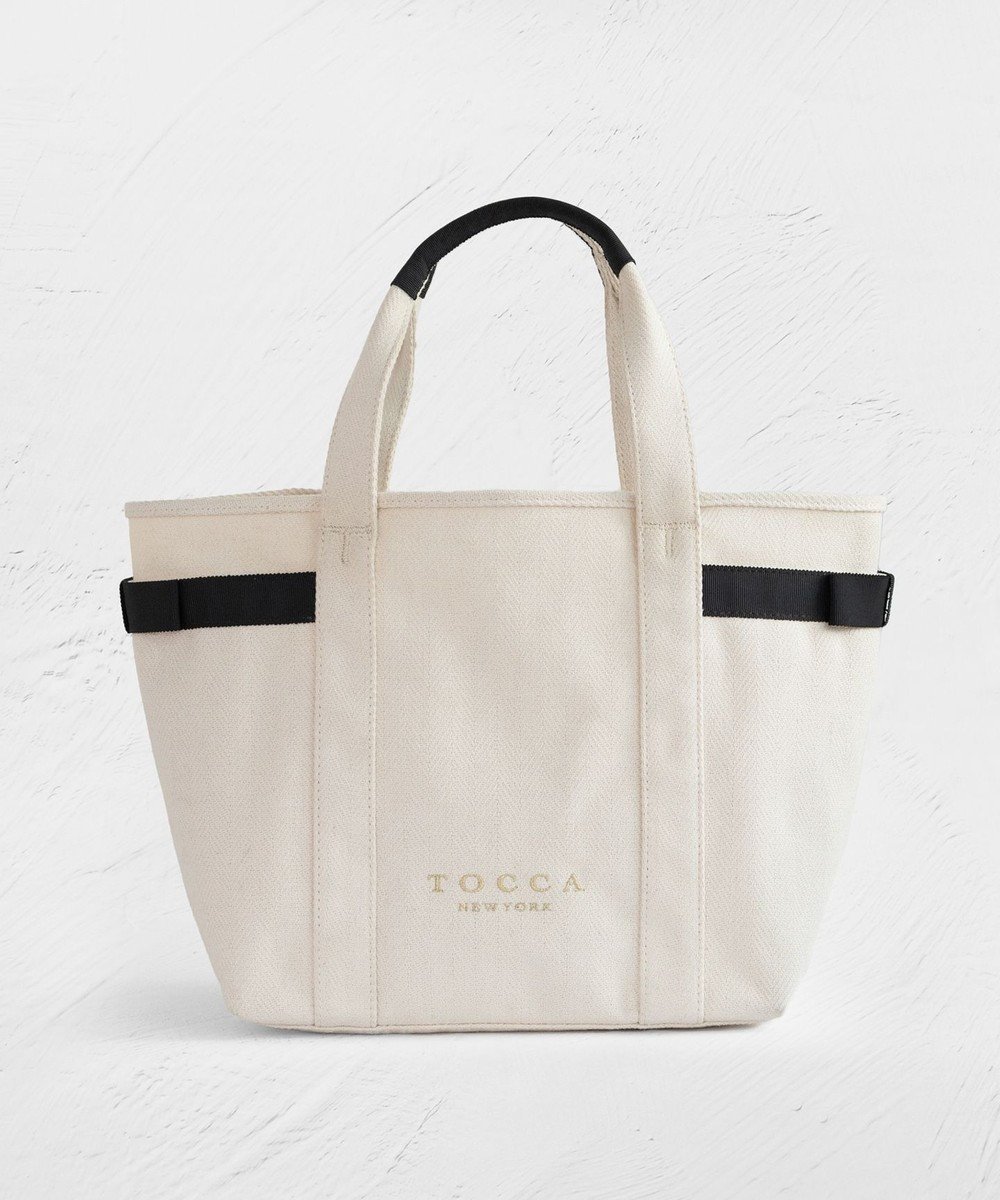 【トッカ/TOCCA】の【A4サイズ対応】SIDE RIBBON CANVASTOTE トートバッグ インテリア・キッズ・メンズ・レディースファッション・服の通販 founy(ファニー) 　ファッション　Fashion　レディースファッション　WOMEN　バッグ　Bag　シンプル　Simple　財布　Wallet　テクスチャー　Texture　フェミニン　Feminine　ヘリンボーン　Herringbone　ポケット　Pocket　リボン　Ribbon　S/S・春夏　Ss・Spring/Summer　夏　Summer　エレガント 上品　Elegant　ビジネス 仕事 通勤　Business　2025年　2025　2025春夏・S/S　Ss,Spring/Summer,2025　オフ×ブラック系|ID: prp329100004527105 ipo3291000000032015213