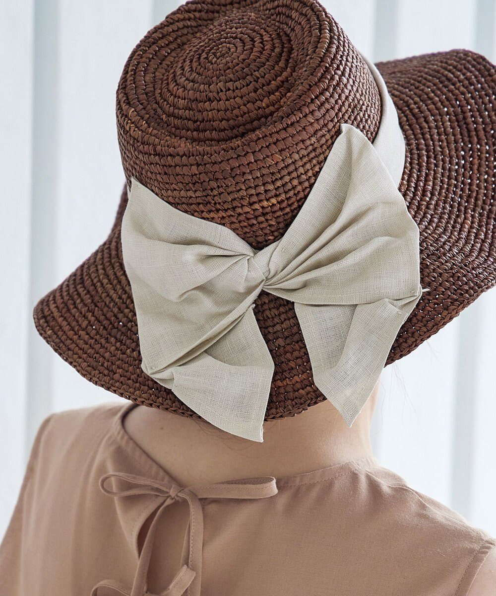 【ティアクラッセ/Tiaclasse】のツバ広リボンハット インテリア・キッズ・メンズ・レディースファッション・服の通販 founy(ファニー) 　ファッション　Fashion　レディースファッション　Fashion for Women　キャップ&ハット　Hats & Caps　アクセサリー　Fashion Accessories　エレガント 上品　Elegant　オレンジ　Orange　カーディガン　Cardigan, Knitwear　チュニック　Tunic, Long Top　ラフィア　Raffia, Natural Straw　リボン　Ribbon, Bow　再入荷　Restock / Back in Stock　夏　Summer　帽子　Hat, Headwear　新作・新入荷　New Arrivals / New In　春　Spring　S/S・春夏　SS, Spring/Summer, Warm Season　ブラウン|ID: prp329100004527282 ipo3291000000034253133