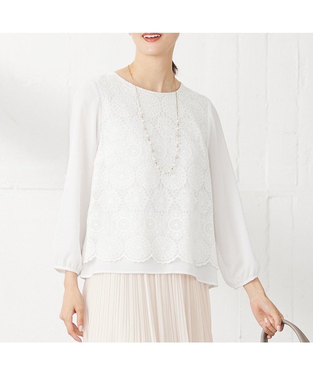 【エニィ スィス/any SiS】の【洗える】レイヤードレース ブラウス 人気、トレンドファッション・服の通販 founy(ファニー) 　ファッション　Fashion　レディースファッション　WOMEN　トップス・カットソー　Tops/Tshirt　シャツ/ブラウス　Shirts/Blouses　ロング / Tシャツ　T-Shirts　カットソー　Cut and Sewn　カットソー　Cut And Sew　シンプル　Simple　ジャケット　Jacket　ジョーゼット　Georgette　セレモニー　Ceremony　チュール　Tulle　ドレープ　Drape　ボトム　Bottom　レース　Race　エレガント 上品　Elegant　洗える　Washable　A/W・秋冬　Aw・Autumn/Winter・Fw・Fall-Winter　ビジネス 仕事 通勤　Business　 other-1|ID: prp329100004527356 ipo3291000000032016193