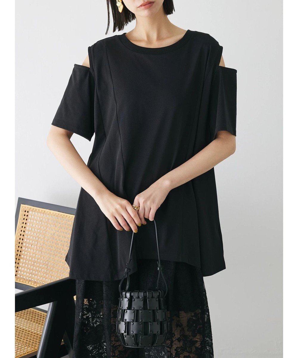 【グリーンパークス/Green Parks】のショルダーカットチュニック インテリア・キッズ・メンズ・レディースファッション・服の通販 founy(ファニー) 　ファッション　Fashion　レディースファッション　WOMEN　ワンピース　Dress　チュニック　Tunic　おすすめ　Recommend　オフショルダー　Off Shoulder　ショルダー　Shoulder　シンプル　Simple　タイトスカート　Tight Skirt　チュニック　Tunic　フレア　Flare　ポケット　Pocket　リボン　Ribbon　リラックス　Relax　夏　Summer　春　Spring　S/S・春夏　Ss・Spring/Summer　Black|ID: prp329100004527454 ipo3291000000032016591