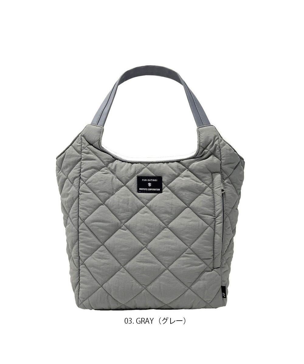 【ルートート/ROOTOTE】の1331【仕切り+自立+撥水】LT.ラウンド.パルーティ.キルト-C インテリア・キッズ・メンズ・レディースファッション・服の通販 founy(ファニー) 　ファッション　Fashion　レディースファッション　Fashion for Women　バッグ　Bags　カメラ　Camera Accessories　キルティング　Quilted, Quilting　キルト　Quilt, Quilted Fabric　傘　Umbrella, Parasol　シンプル　Simple, Minimal　フィット　Fit, Slim Fit　フォルム　Silhouette, Form　フラット　Flat, Flat Shoes　プリント　Print, Printed Pattern　ボックス　Boxy, Box Shape　ポケット　Pocket, Pocket Detail　ラウンド　Round, Round Neck　ランダム　Random, Irregular　新作・新入荷　New Arrivals / New In　03:グレー|ID: prp329100004527500 ipo3291000000033677547