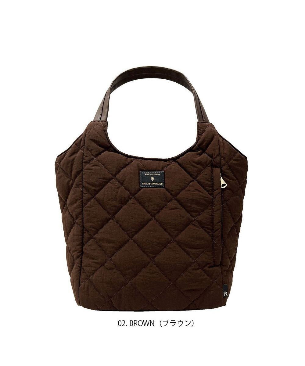 【ルートート/ROOTOTE】の1331【仕切り+自立+撥水】LT.ラウンド.パルーティ.キルト-C インテリア・キッズ・メンズ・レディースファッション・服の通販 founy(ファニー) 　ファッション　Fashion　レディースファッション　Fashion for Women　バッグ　Bags　カメラ　Camera Accessories　キルティング　Quilted, Quilting　キルト　Quilt, Quilted Fabric　傘　Umbrella, Parasol　シンプル　Simple, Minimal　フィット　Fit, Slim Fit　フォルム　Silhouette, Form　フラット　Flat, Flat Shoes　プリント　Print, Printed Pattern　ボックス　Boxy, Box Shape　ポケット　Pocket, Pocket Detail　ラウンド　Round, Round Neck　ランダム　Random, Irregular　新作・新入荷　New Arrivals / New In　02:ブラウン|ID: prp329100004527500 ipo3291000000033677548